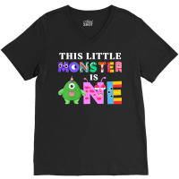 Kids This Little Monster Is One 1st Birthday Party Family Monster V-neck Tee | Artistshot