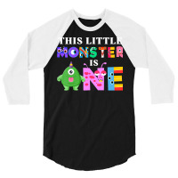 Kids This Little Monster Is One 1st Birthday Party Family Monster 3/4 Sleeve Shirt | Artistshot