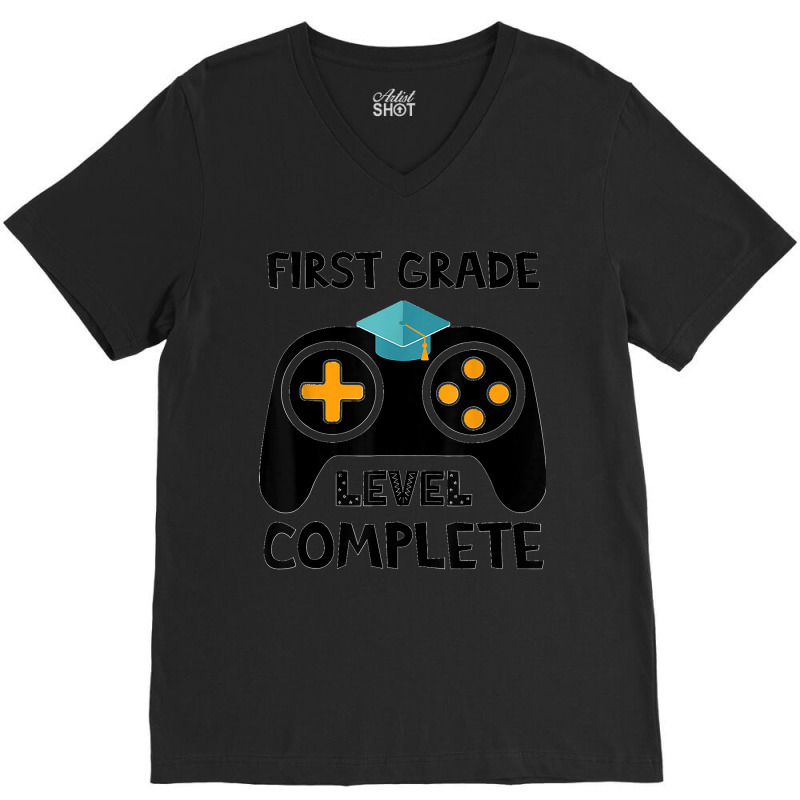 Funny First Grade Level Complete 2022 Last Day End Of School V-neck Tee | Artistshot