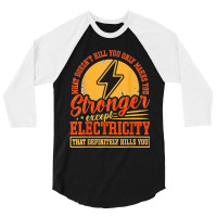 Funny Electricity Electrical Lineman Electrician 3/4 Sleeve Shirt | Artistshot