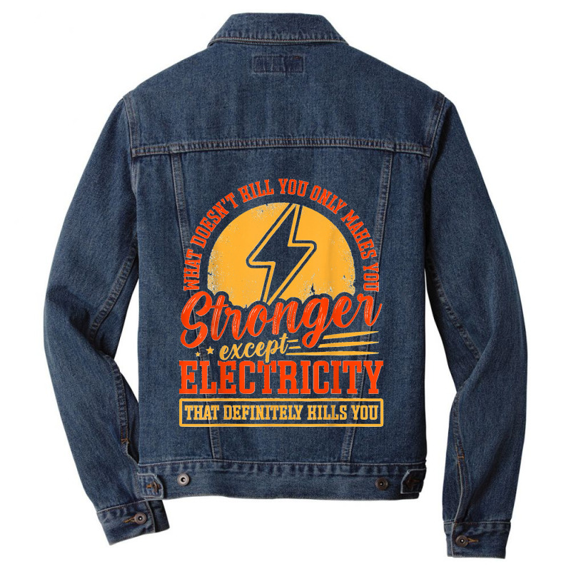 Funny Electricity Electrical Lineman Electrician Men Denim Jacket | Artistshot