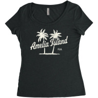 Amelia Island Florida Vintage 70s Palm Trees Women's Triblend Scoop T-shirt | Artistshot