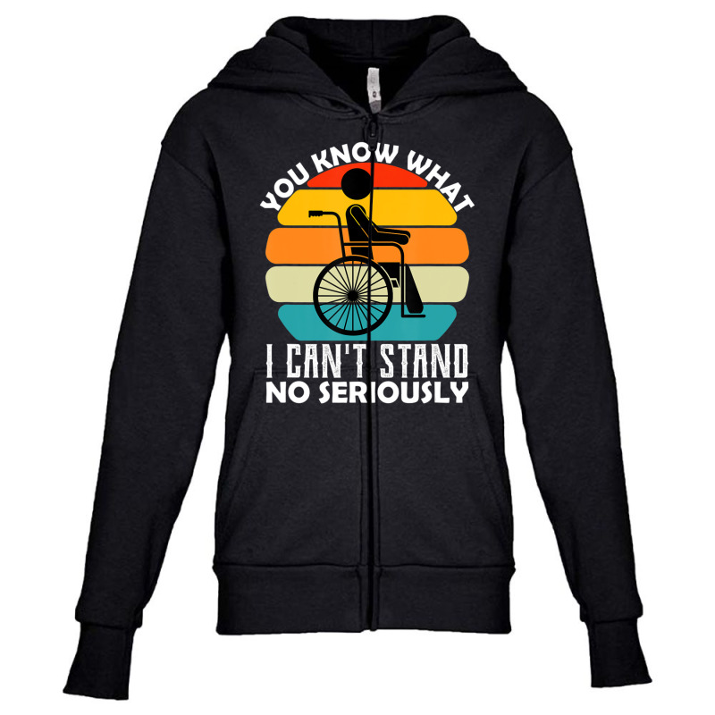 Amputee Humor Wheelchair Handicap 70s Retro Youth Zipper Hoodie by michaelyounger19 | Artistshot