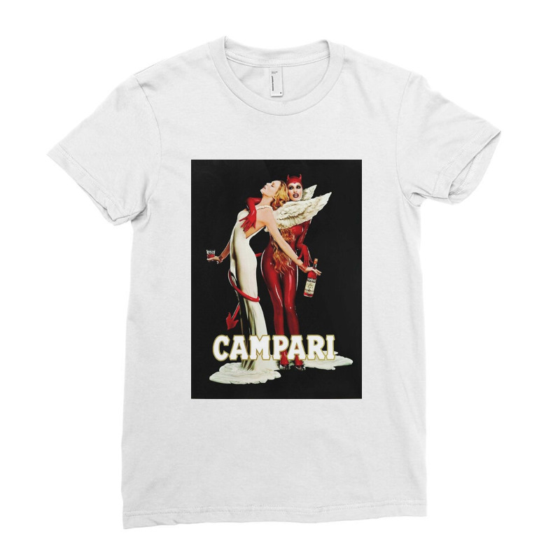 Vintage Campari Italian Bitters Aperitif Angel And Devil Rb Ladies Fitted T-Shirt by evanasdonna | Artistshot