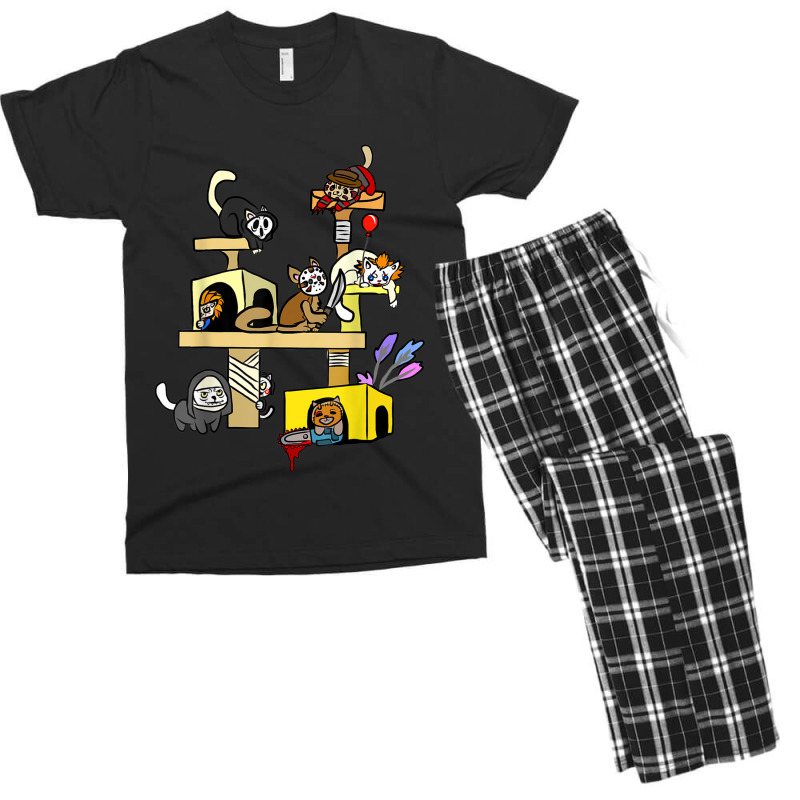 Horror Movies Cat Gifts For Cat Lovers Halloween Costumes Men's T-shirt Pajama Set | Artistshot