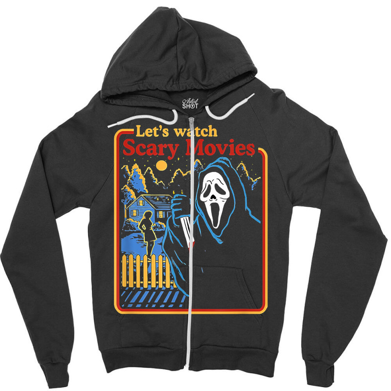 Let S Watch Scary Movies Horror Movies Scary Halloween Zipper Hoodie by Davidartist | Artistshot