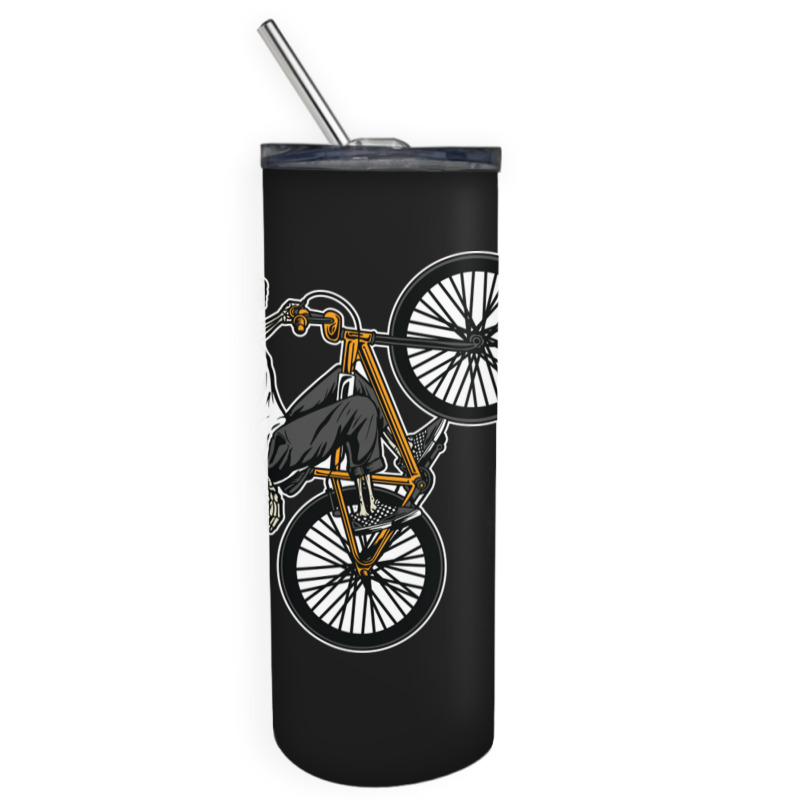 Skeleton Gang Banger On A Bicycle Cartoon Skinny Tumbler | Artistshot