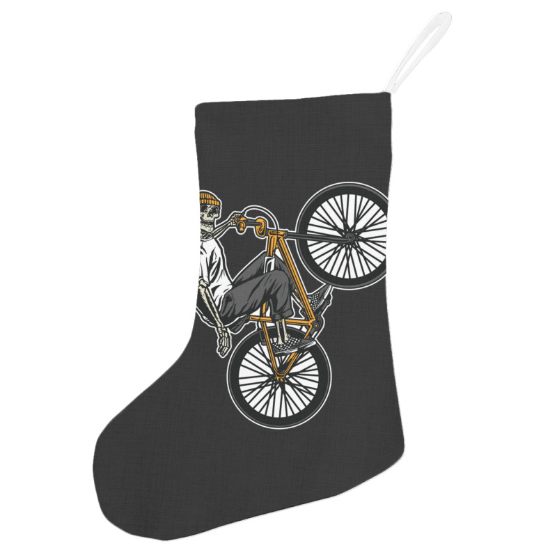 Skeleton Gang Banger On A Bicycle Cartoon Holiday Stocking | Artistshot