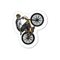 Skeleton Gang Banger On A Bicycle Cartoon Sticker | Artistshot