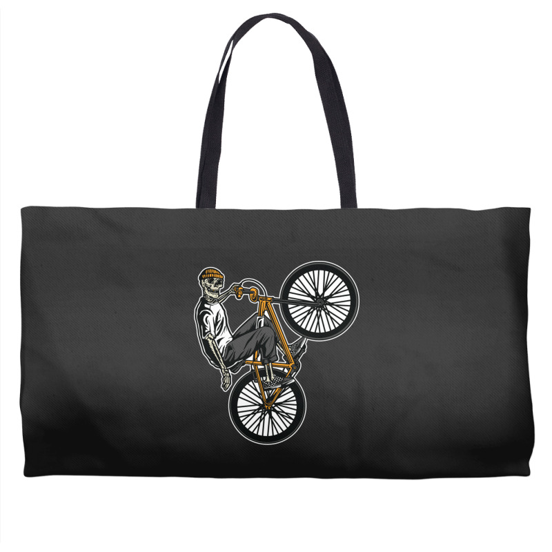 Skeleton Gang Banger On A Bicycle Cartoon Weekender Totes | Artistshot