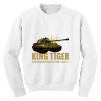 King Tiger Ii Panzer Tank World War Two German Army   Tiger Tank Youth Sweatshirt | Artistshot