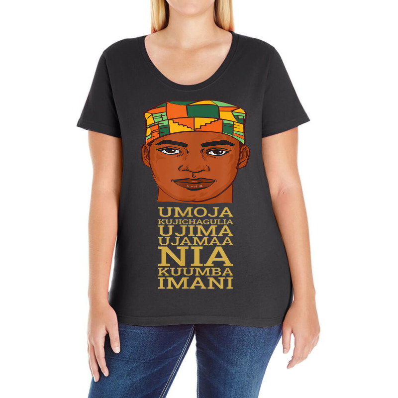 Celebrate Seven Principles Of Kwanzaa Dec 26 - Jan 1 Black Ladies Curvy T-Shirt by SARAHABEAU | Artistshot