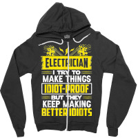 Funny Electrician Art Men Dad Lineman Electronics Engineers Zipper Hoodie | Artistshot