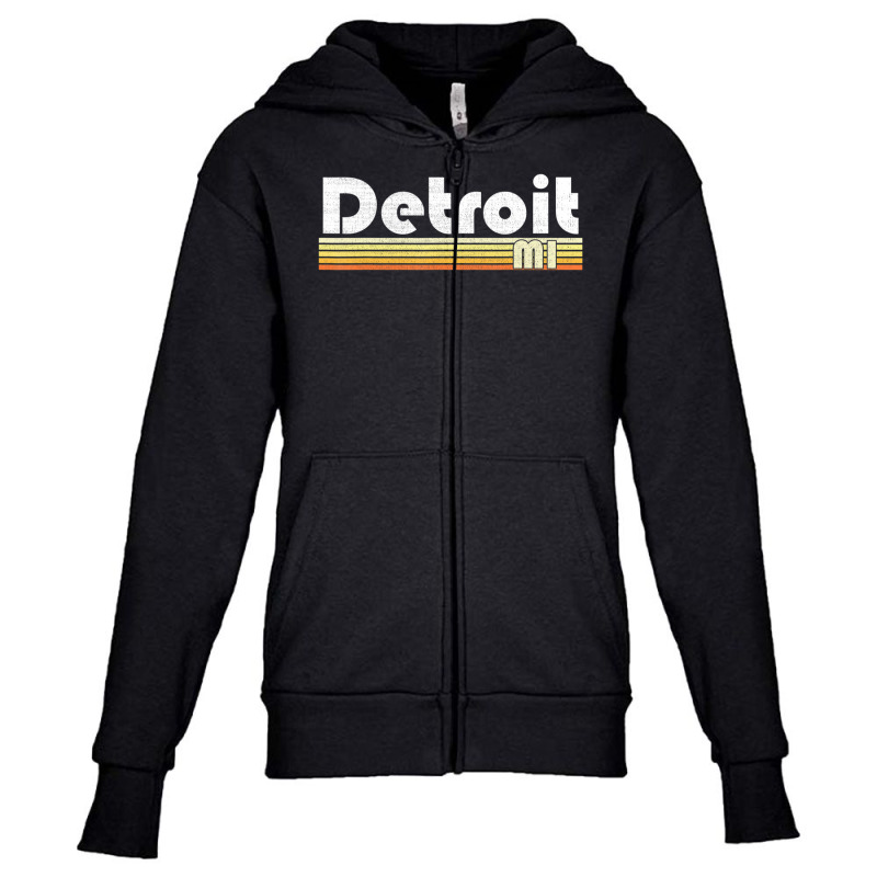 Detroit Michigan Retro Style City Town Vintage Pride 70s 80s Youth Zipper Hoodie by hongquangd | Artistshot