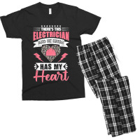 Electrician Wife Electrician Has My Heart Lineman Girlfriend Men's T-shirt Pajama Set | Artistshot