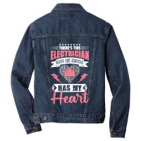 Electrician Wife Electrician Has My Heart Lineman Girlfriend Men Denim Jacket | Artistshot