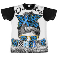 Womens Diabetes Awareness Month Type T1d T2d Messy Bun Warrior T Shirt Graphic T-shirt | Artistshot