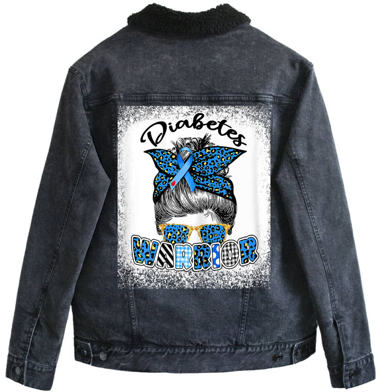 Womens Diabetes Awareness Month Type T1d T2d Messy Bun Warrior T Shirt Unisex Sherpa-lined Denim Jacket | Artistshot