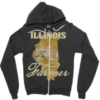 Illinois Farmer Tractor Lover State Map Farming Local Farmer Zipper Hoodie | Artistshot