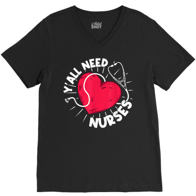 Hospital  Murse  Heart  Nurses  Registered Nurse T Shirt V-neck Tee Designed By Tamkyfashions