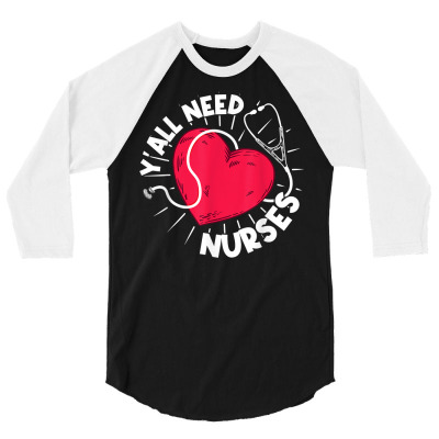 Hospital  Murse  Heart  Nurses  Registered Nurse T Shirt 3/4 Sleeve Shirt Designed By Tamkyfashions
