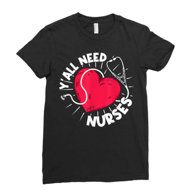 Hospital  Murse  Heart  Nurses  Registered Nurse T Shirt Ladies Fitted T-shirt Designed By Tamkyfashions