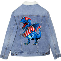 Funny Dinosaur Toddler Boys 4th Of July Unisex Sherpa-lined Denim Jacket | Artistshot