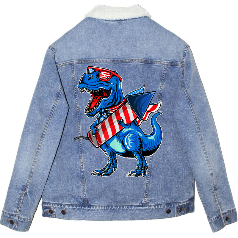 Funny Dinosaur Toddler Boys 4th Of July Unisex Sherpa-lined Denim Jacket | Artistshot