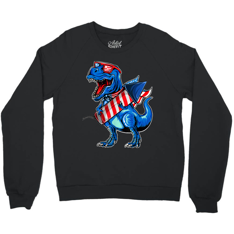 Funny Dinosaur Toddler Boys 4th Of July Crewneck Sweatshirt | Artistshot