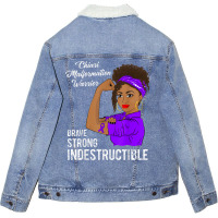 Chiari Malformation Warrior Indestructible Awareness Gift Unisex Sherpa-lined Denim Jacket | Artistshot