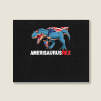 Funny Dinosaur 4th Of July Kids Boys Men Amerisaurus T Rex Landscape Canvas Print | Artistshot