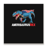 Funny Dinosaur 4th Of July Kids Boys Men Amerisaurus T Rex Metal Print Square | Artistshot