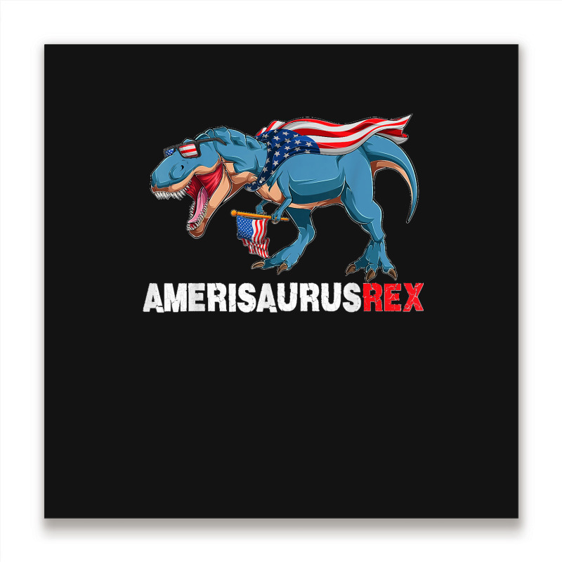 Funny Dinosaur 4th Of July Kids Boys Men Amerisaurus T Rex Metal Print Square | Artistshot