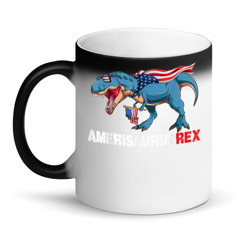 Funny Dinosaur 4th Of July Kids Boys Men Amerisaurus T Rex Magic Mug | Artistshot