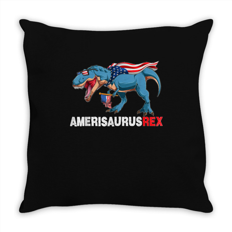 Funny Dinosaur 4th Of July Kids Boys Men Amerisaurus T Rex Throw Pillow | Artistshot