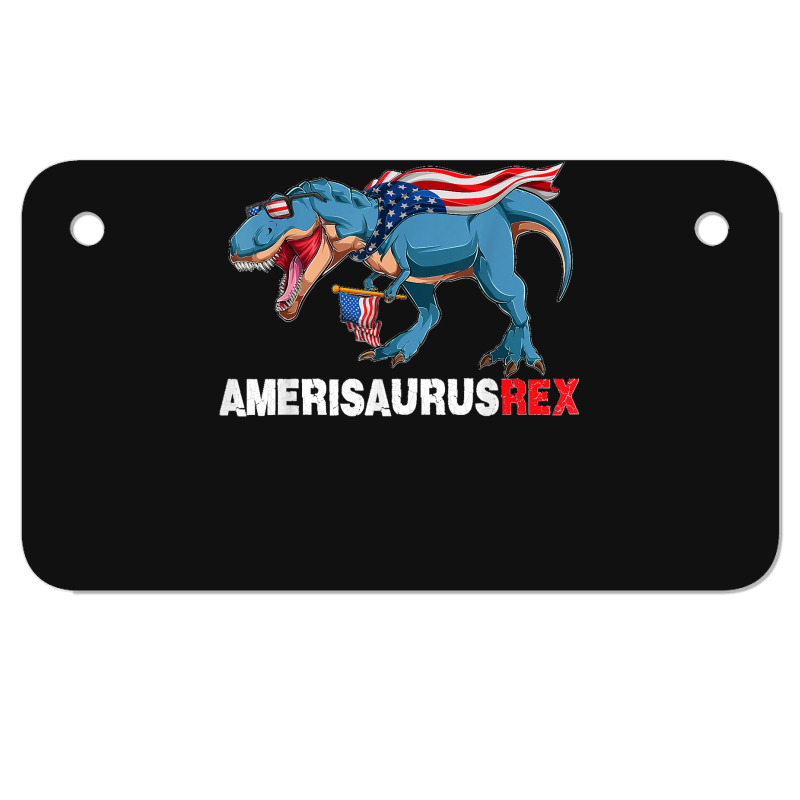 Funny Dinosaur 4th Of July Kids Boys Men Amerisaurus T Rex Motorcycle License Plate | Artistshot