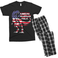 Funny Dinosaur 4th Of July American Flag Amerisaurus T Rex Men's T-shirt Pajama Set | Artistshot