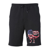 Funny Dinosaur 4th Of July American Flag Amerisaurus T Rex Fleece Short | Artistshot