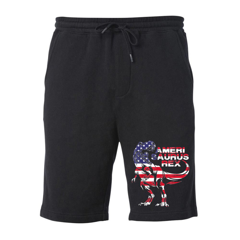 Funny Dinosaur 4th Of July American Flag Amerisaurus T Rex Fleece Short | Artistshot