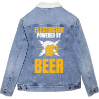 Electrician Powered By Beer Gag Tee For Unisex Electricians Premium Unisex Sherpa-lined Denim Jacket | Artistshot