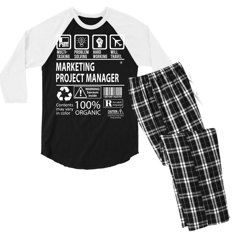 Marketing Project Manager T Shirt - Multitasking Certified Job Gift It Men's 3/4 Sleeve Pajama Set by mckeebeckett3l9yxd | Artistshot