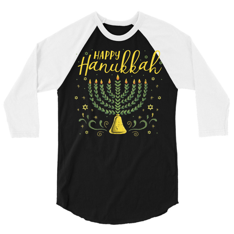 Happy Hanukkah Menorah Jewish Chanukah Festive Holiday T Shirt 3/4 Sleeve Shirt | Artistshot