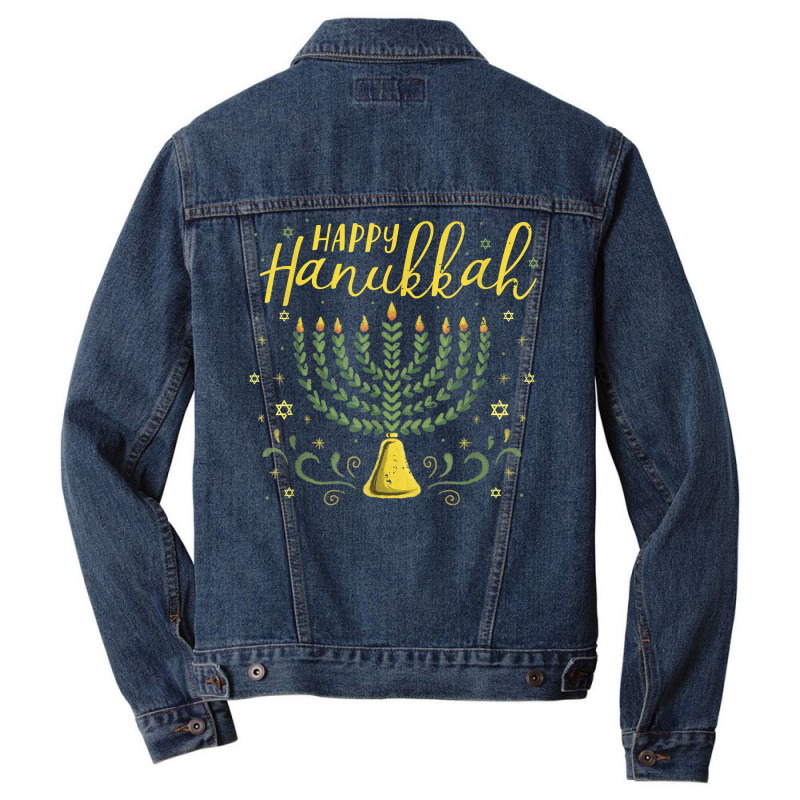 Happy Hanukkah Menorah Jewish Chanukah Festive Holiday T Shirt Men Denim Jacket | Artistshot