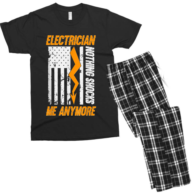 Electrician Nothing Shocks Me Anymore Usa Flag American Men's T-shirt Pajama Set | Artistshot