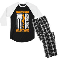 Electrician Nothing Shocks Me Anymore Usa Flag American Men's 3/4 Sleeve Pajama Set | Artistshot