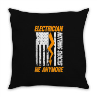 Electrician Nothing Shocks Me Anymore Usa Flag American Throw Pillow | Artistshot