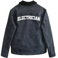 Electrician Job Outfit Costume Retro College Arch Funny Unisex Sherpa-lined Denim Jacket | Artistshot