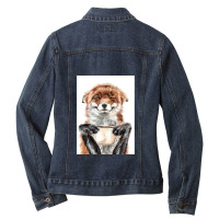 Morning Fox - Cute Coffee Animal Ladies Denim Jacket | Artistshot