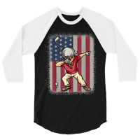 Funny Dabbing Golf Player American Flag Golfer Golfing 3/4 Sleeve Shirt | Artistshot