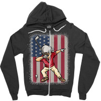 Funny Dabbing Golf Player American Flag Golfer Golfing Zipper Hoodie | Artistshot